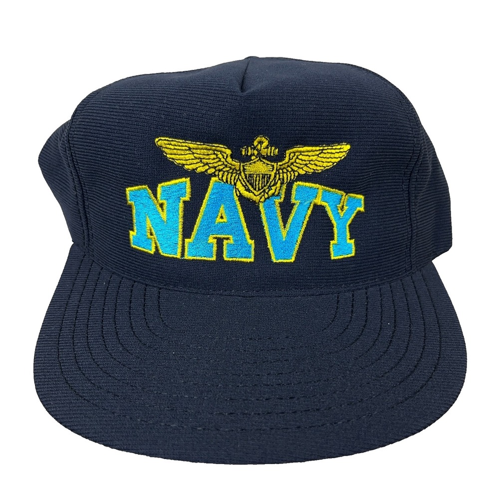 Vintage US Navy Hat Cap Snapback Made‎ In USA Military Army 90s Veteran Wings